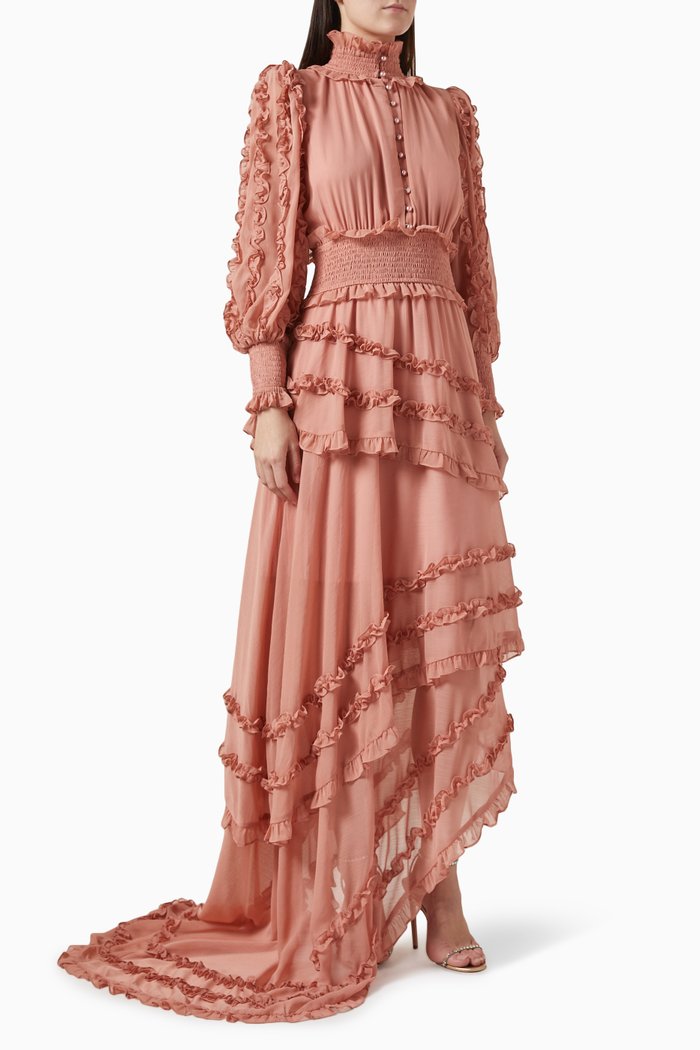 

Maelis Ruffle-trim Gown, Pink