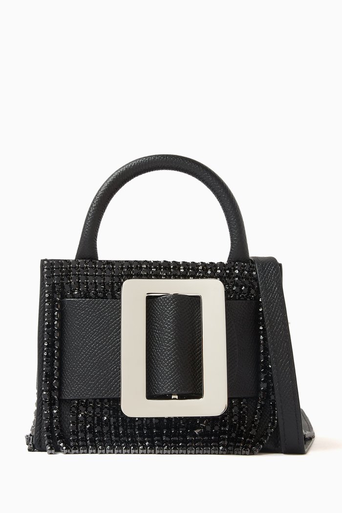 

Mini Bobby Surreal Tote Bag in Crystal Flapper Leather, Black