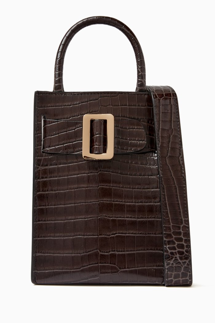 

Bobby Tourist Croc-Embossed Mini Tote Bag in Leather, Black