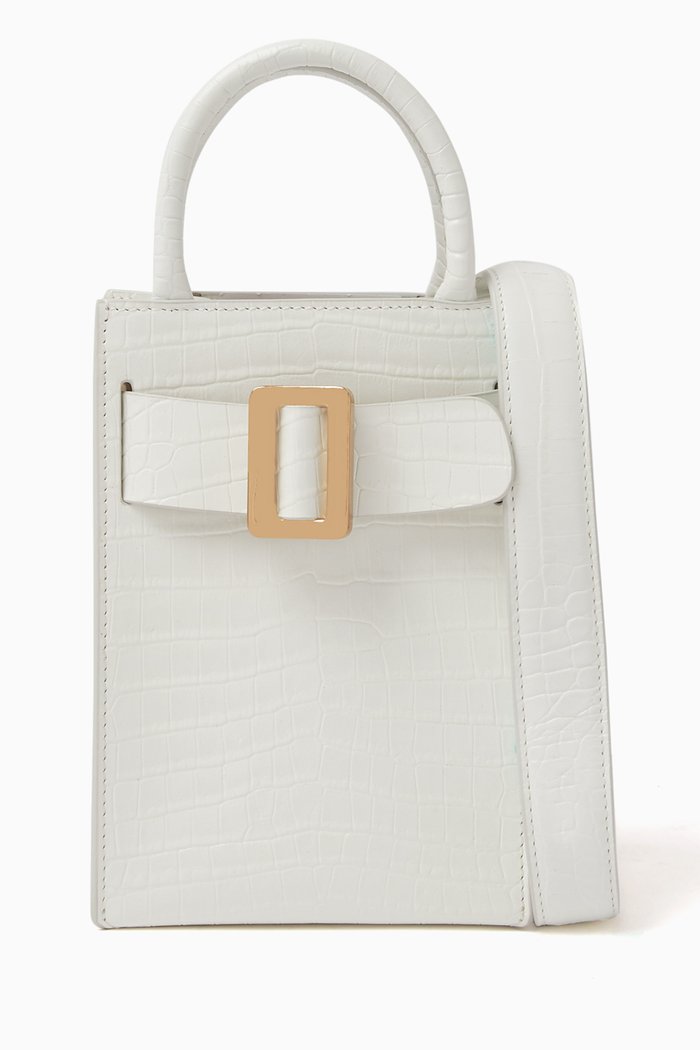 

Bobby Tourist Croc-Embossed Mini Tote Bag in Leather, White