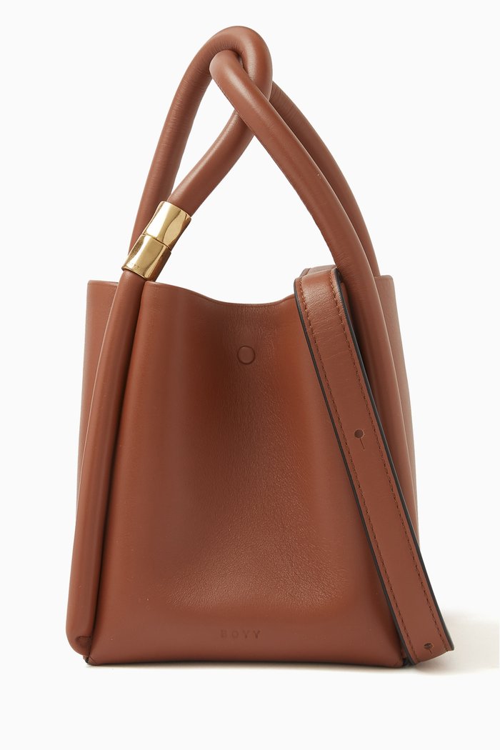 

Small Lotus 12 Tote Bag in Pegaso Leather, Brown