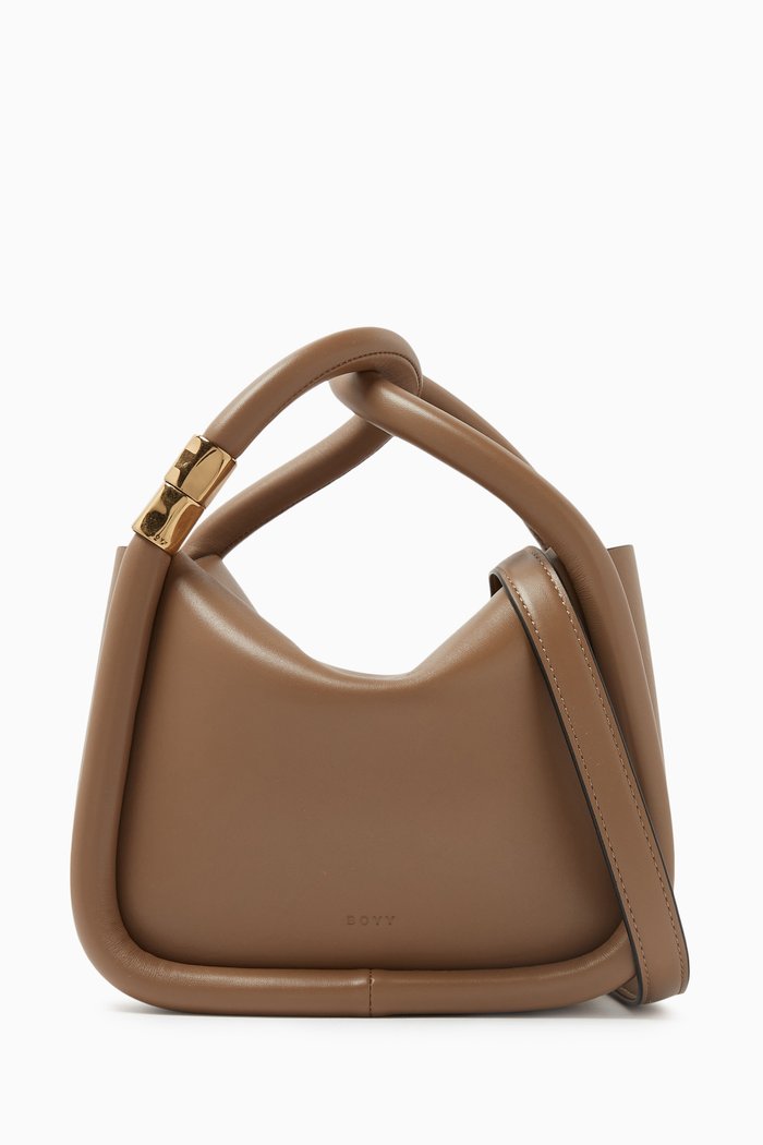 

Small Wonton 20 Top Handle Bag in Calfskin Leather, Neutral