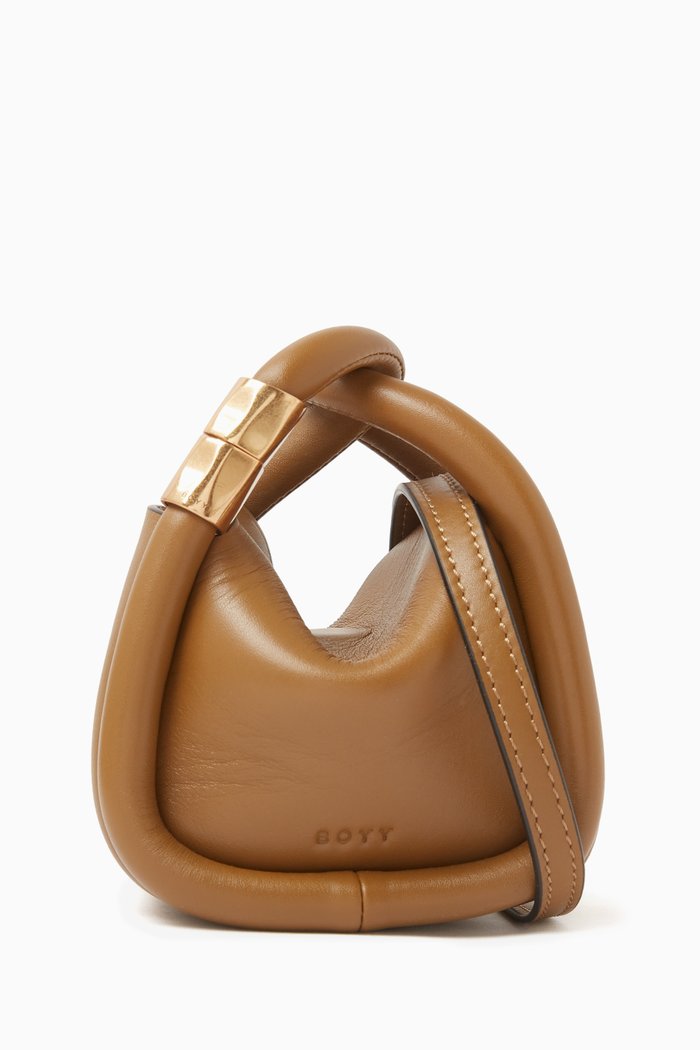

Mini Wonton Charm Crossbody Bag in Smooth Leather, Green