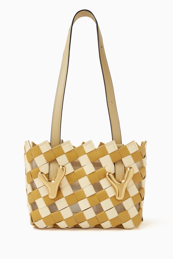 

Medium YY West Woven 23 Tote Bag in Calfskin Leather, Neutral