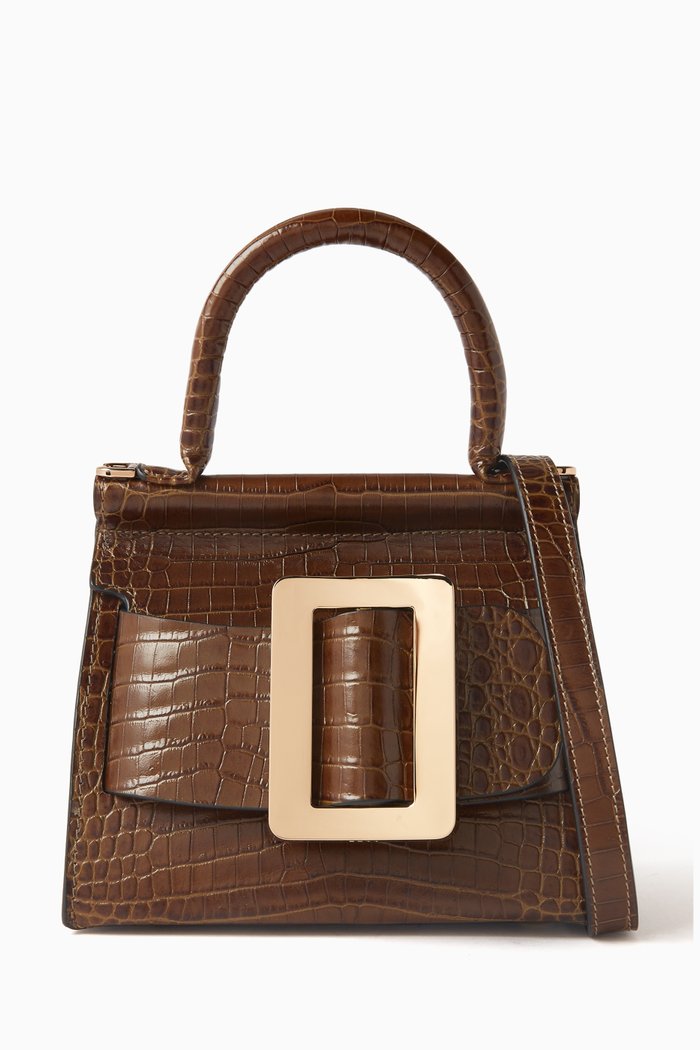 

Karl 19 Top Handle Bag in Croc-embossed Calfskin-leather, Brown