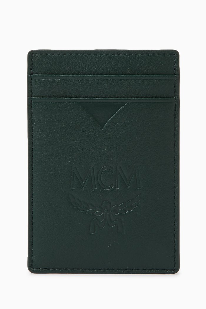 

Aren Money Clip Card Case in Leather, Green
