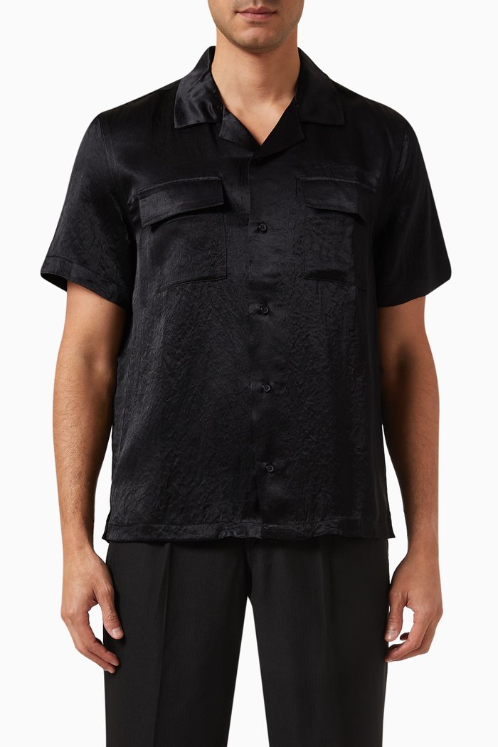 

Canty Crinkled Shirt in Satin, Black