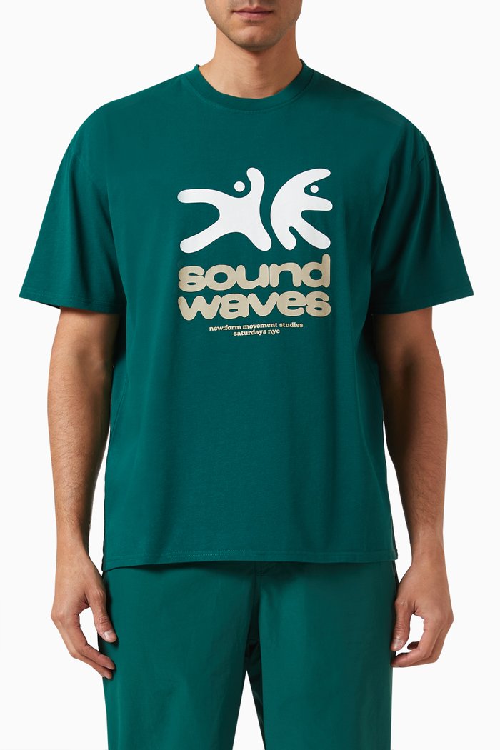 

Sound Waves T-shirt in Cotton Jersey, Green