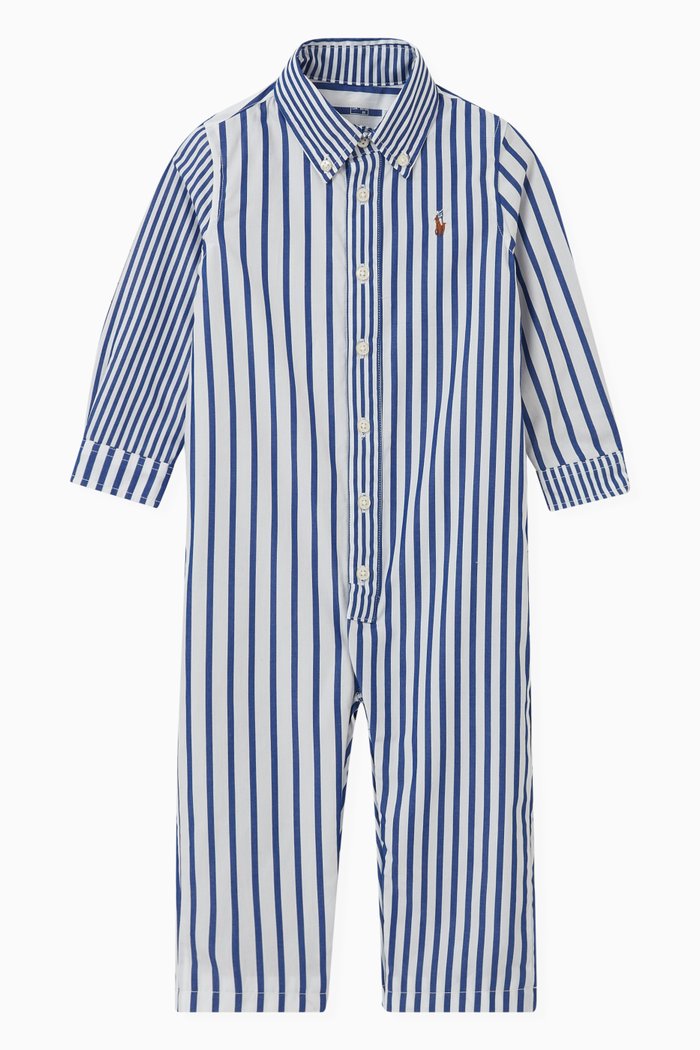 Striped Shirt Onesie, Blue