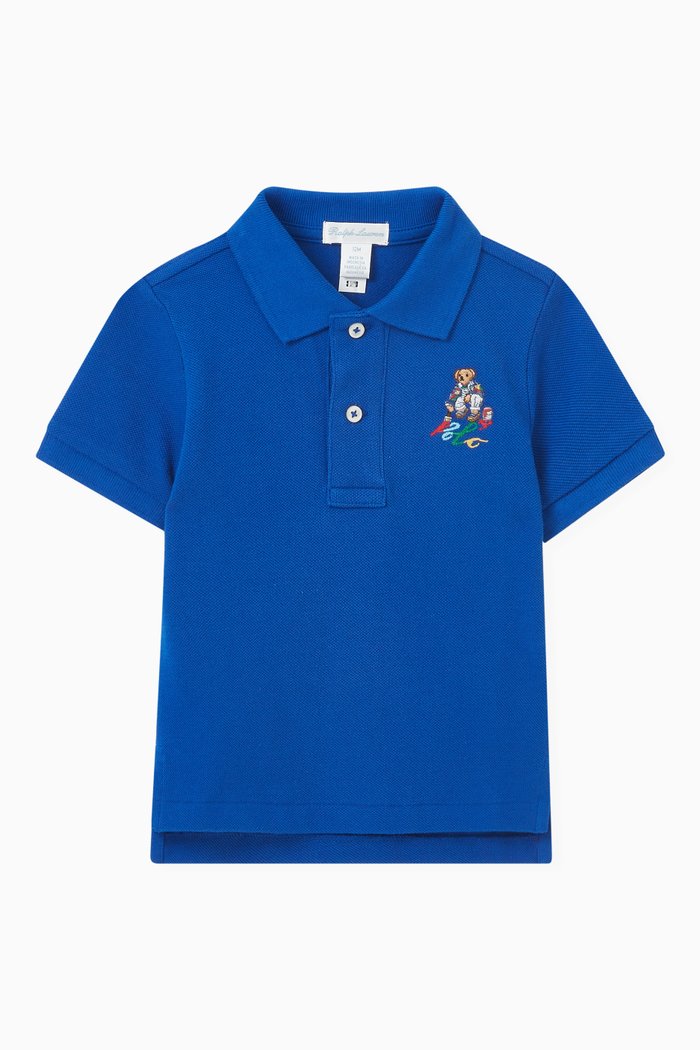 Logo Polo Shirt in Cotton, Blue