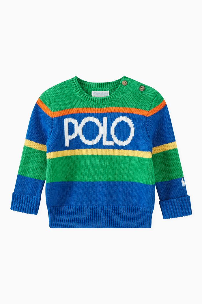 

Long Sleeved Logo Sweater in Cotton, Blue