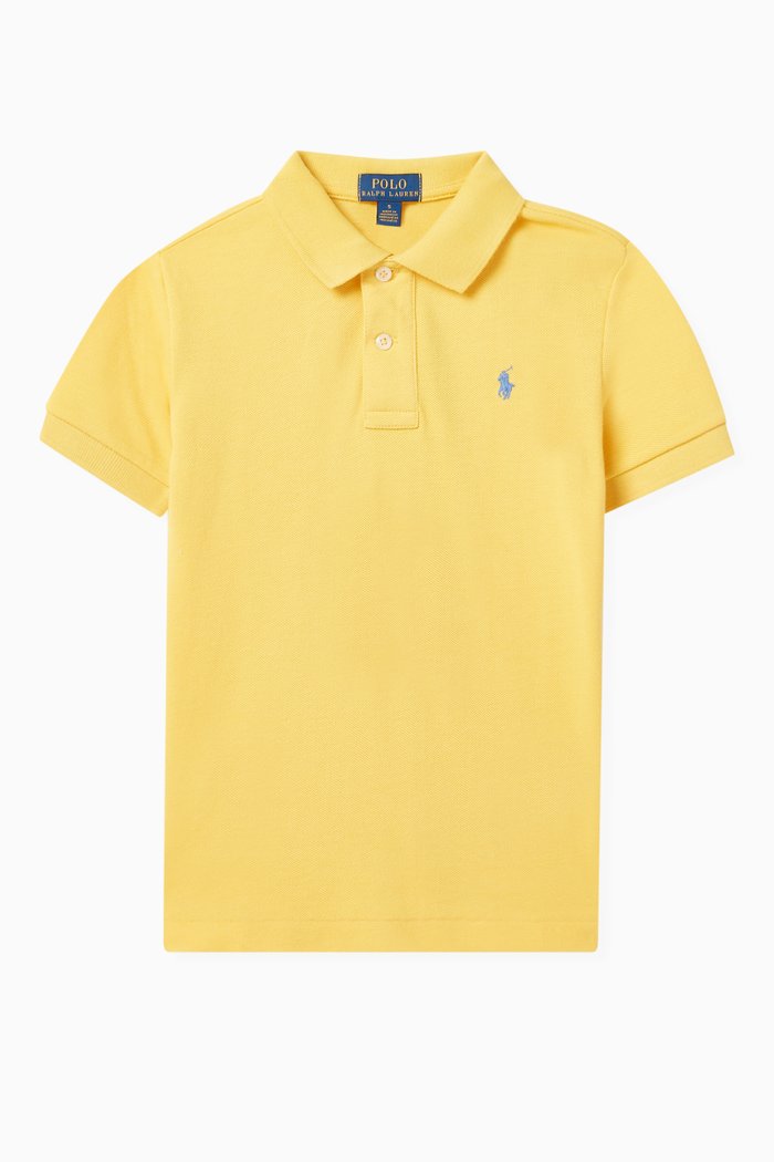 

Embroidered Logo Polo Shirt in Cotton, Yellow