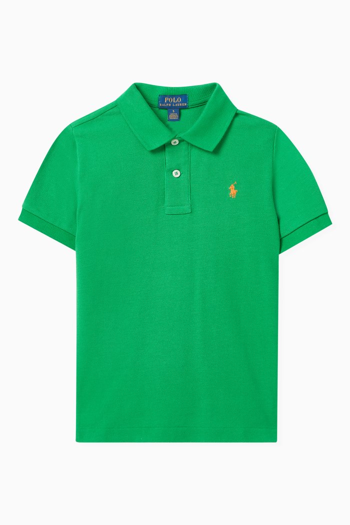 

Embroidered Logo Polo Shirt in Cotton, Green