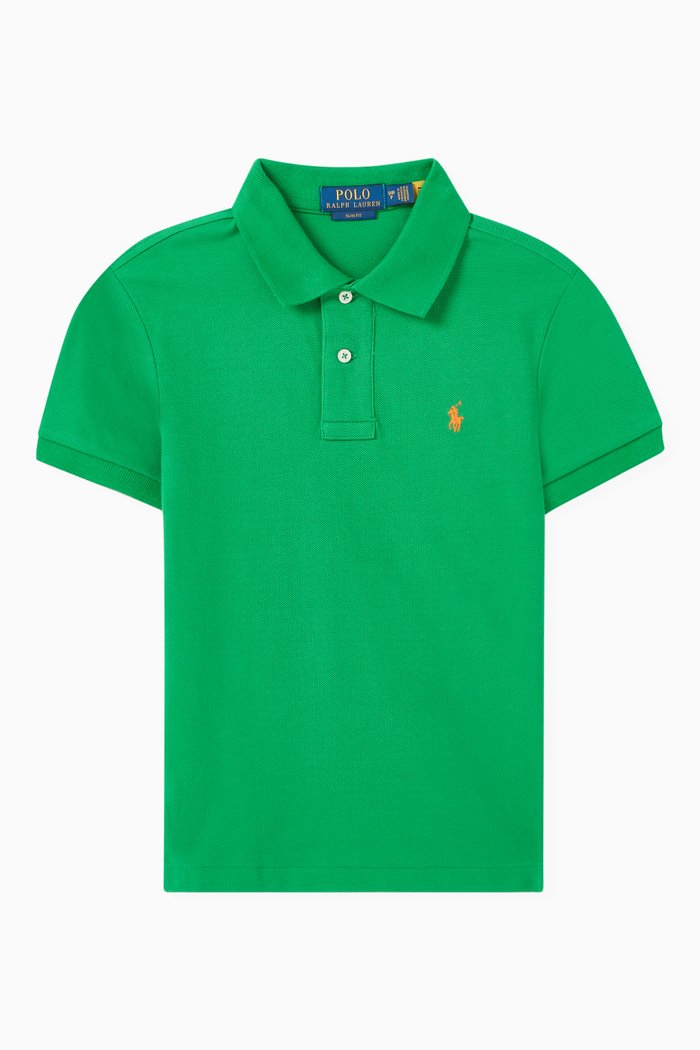 

Slim Polo Shirt in Cotton, Green