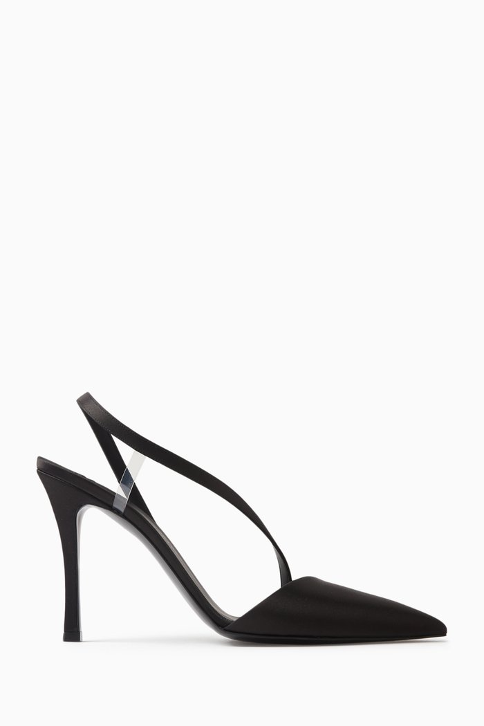 

Iconic 100 D'Orsay Sandals in Satin & Vegan Leather, Black