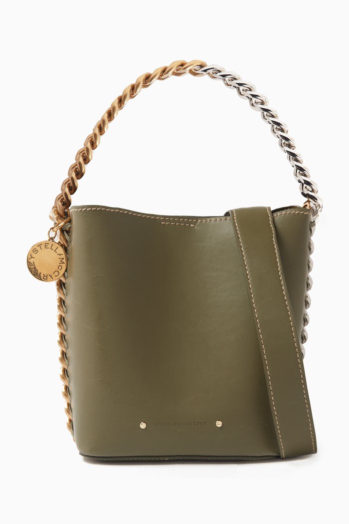 Small Frayme Bucket Bag in Smooth Alter Mat, Green