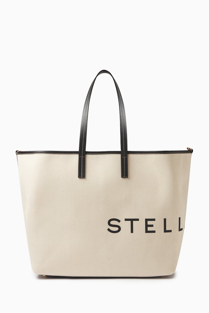 

Large Logo Tote Bag in Canvas, Neutral