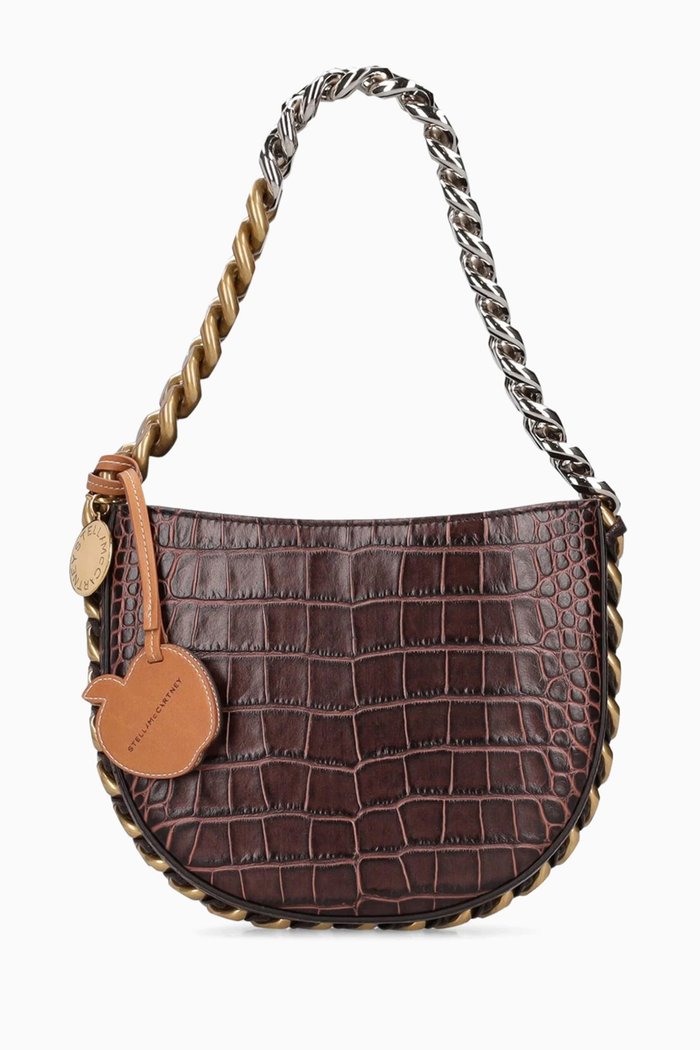 

Frayme Small Croc-embossed Crossbody Bag in Eco Alter Leather, Burgundy