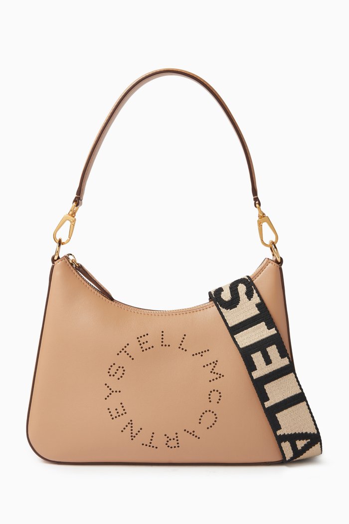 Small Logo Shoulder Bag in Eco Alter Nappa, Neutral