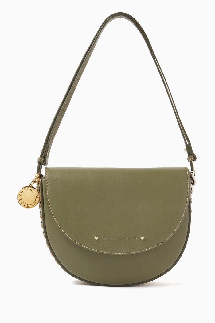 

Medium Frayme Croc-embossed Flap Shoulder Bag in Eco Alter Leather, Green