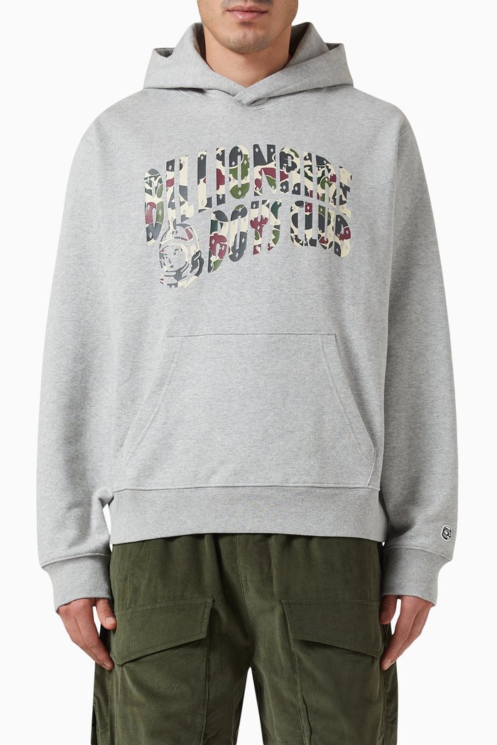 Duck Camo Logo Hoodie in Cotton, Grey
