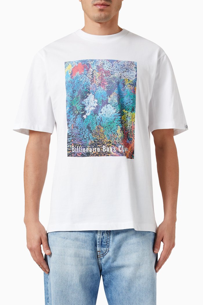 Wilderness Print T-Shirt in Cotton, White