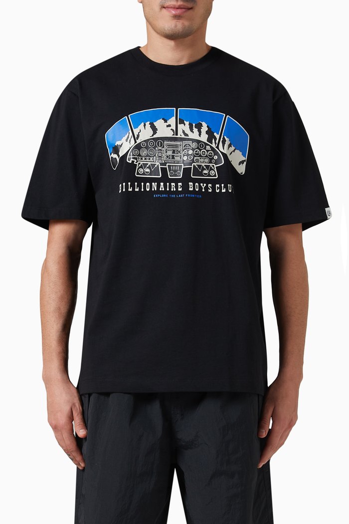 

Flight Deck Print T-Shirt in Cotton, Black