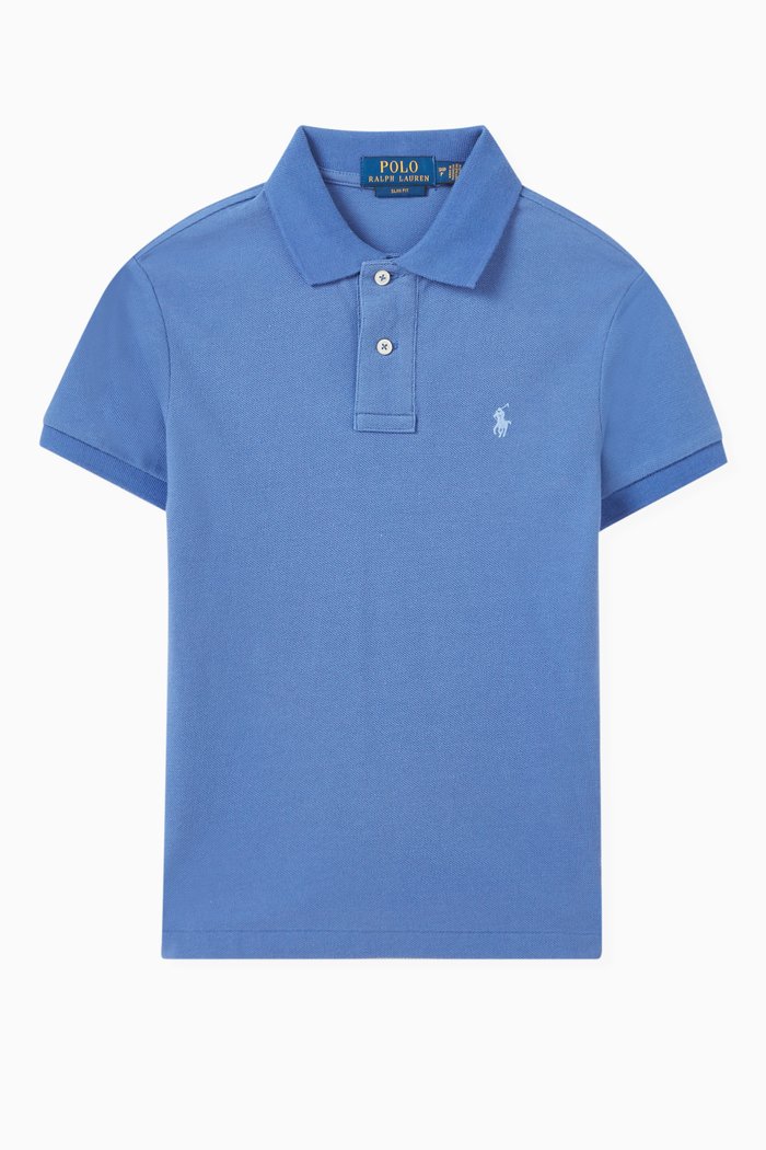 

Slim Polo Shirt in Cotton, Blue