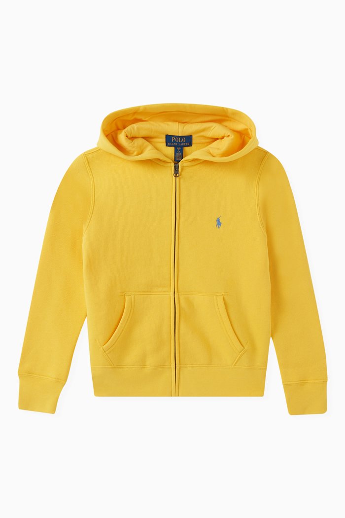 

Signature Logo Zip Up Hoodie in Cotton, Yellow