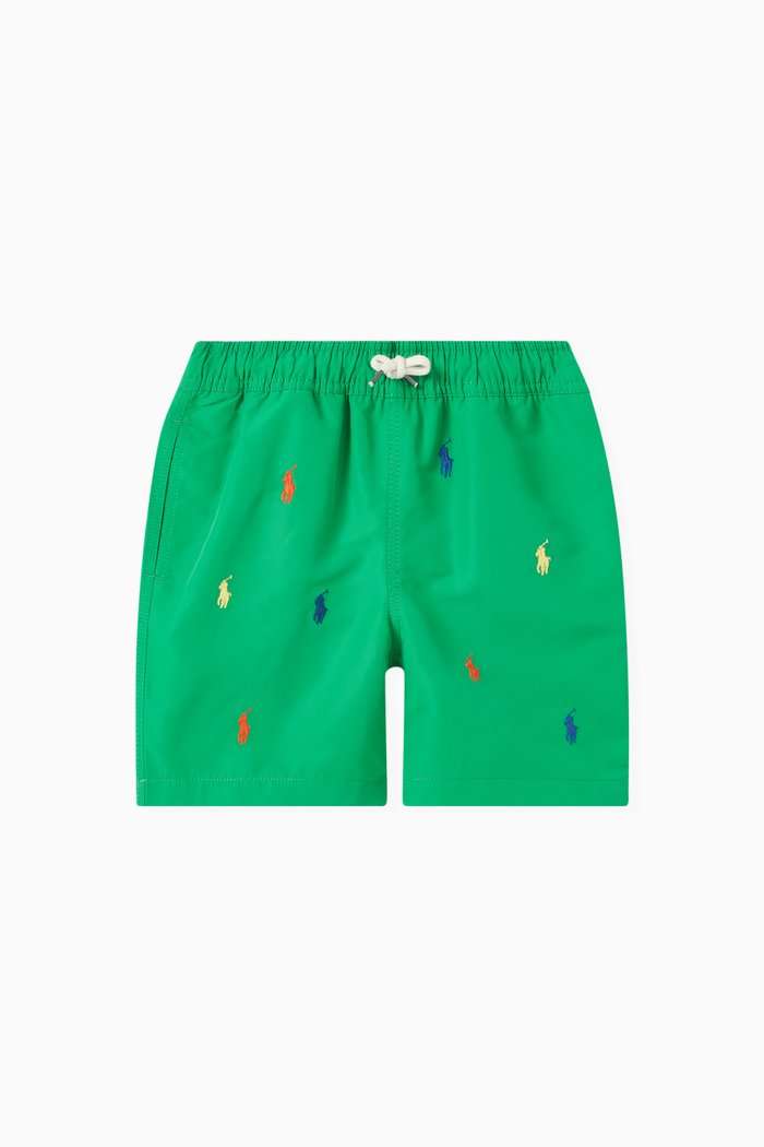 All-over Logo Swim Shorts in Polyester, Green