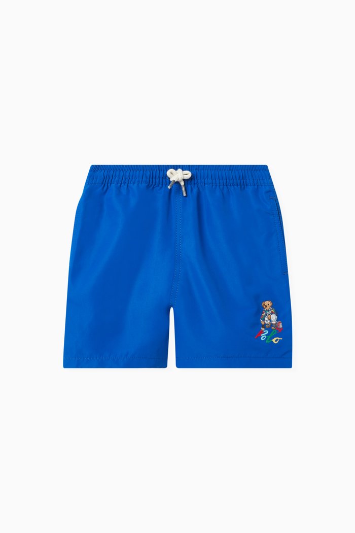Polo Bear Swim Shorts in Polyester, Blue