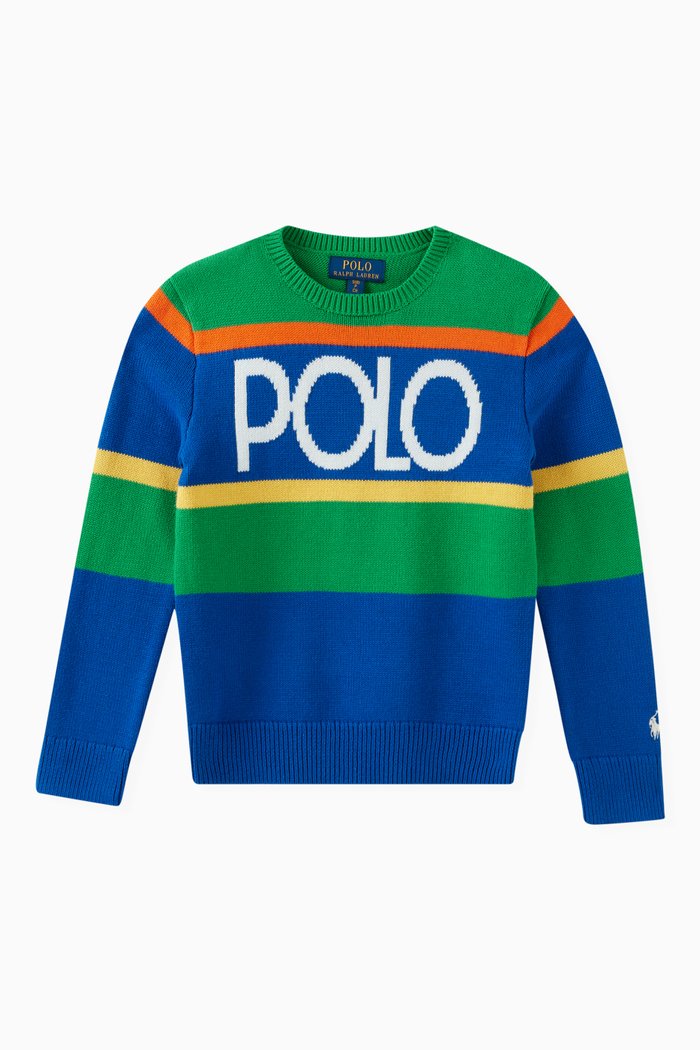 

Embroidered Logo Sweater in Cotton, Blue
