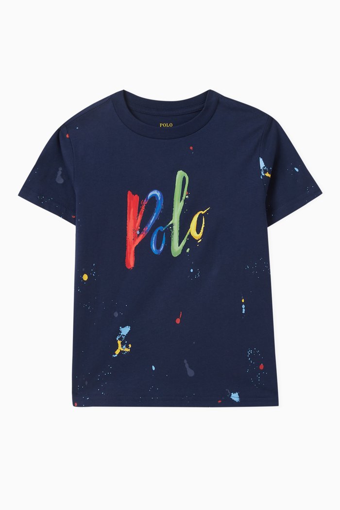 

Paint Splatter Logo T-Shirt in Cotton, Blue