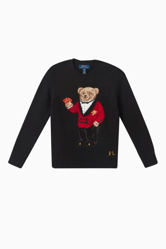 

Crewneck Sweater in Cotton Knit, Black