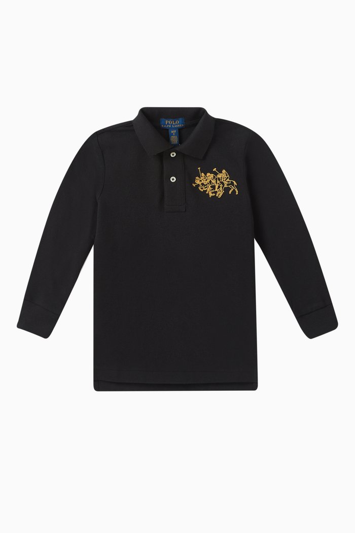 

Polo Players Polo Shirt in Cotton Knit, Black