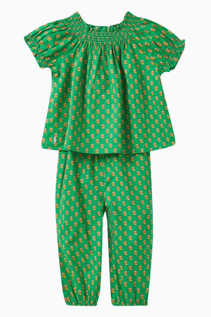 

Printed Pant Set in Jersey, Green