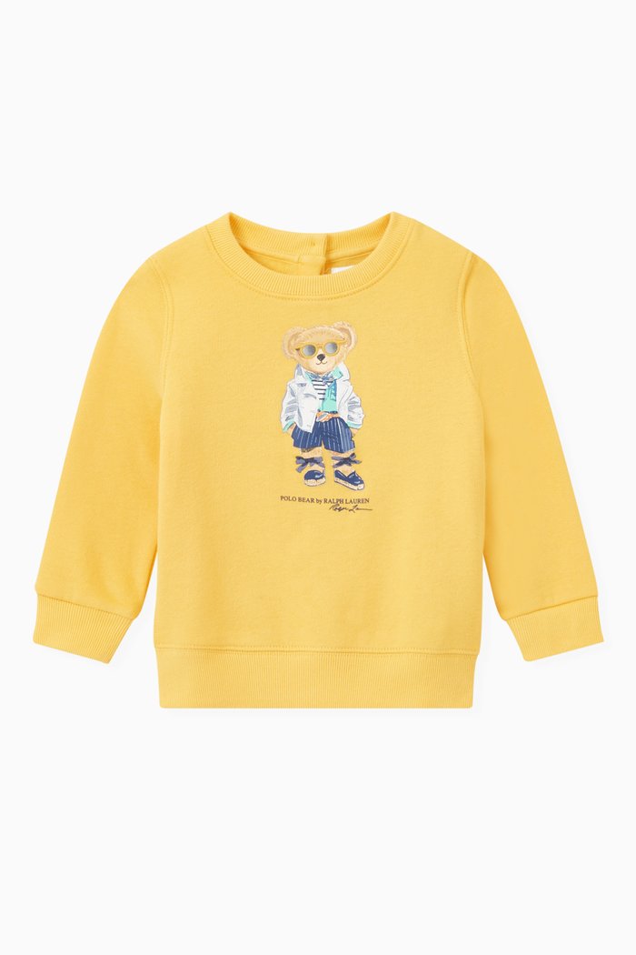 Bear Print Sweatshirt in Cotton-Fleece, Yellow