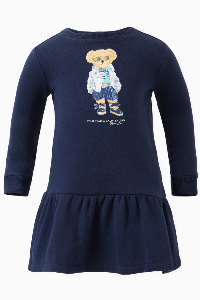 

Bear Print Dress in Cotton-Fleece, Blue