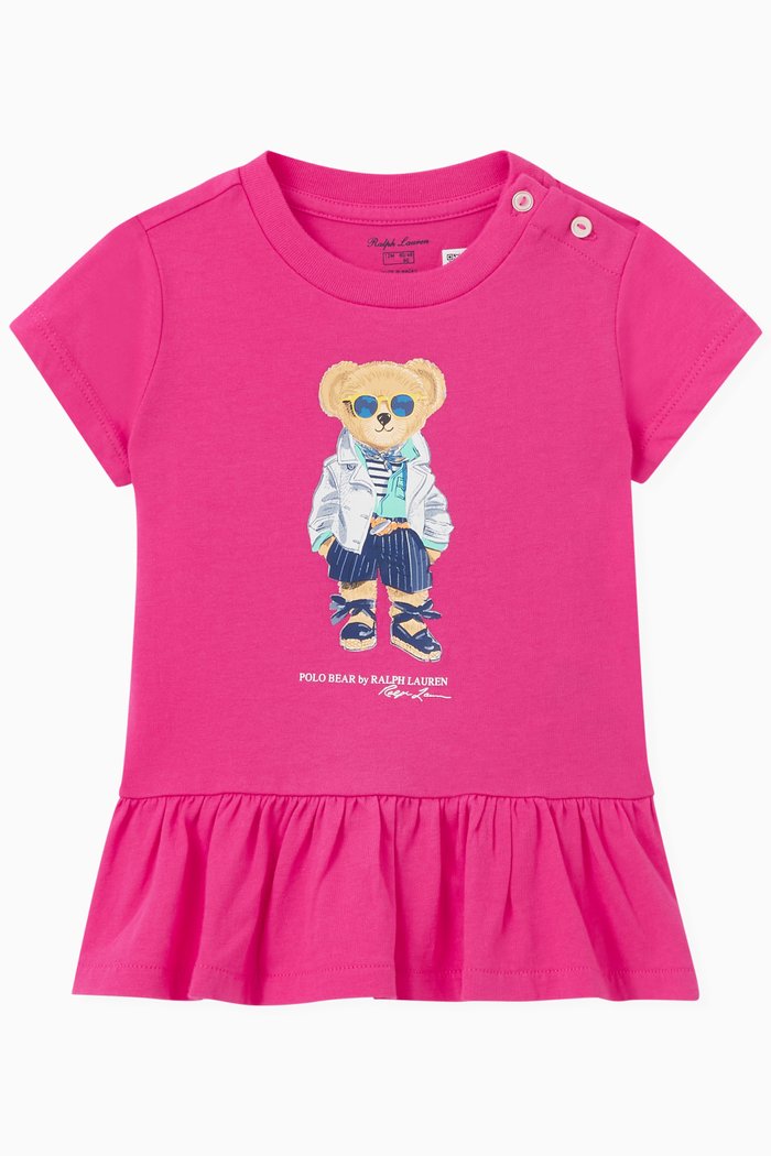 

Bear Print T-Shirt Dress, Pink