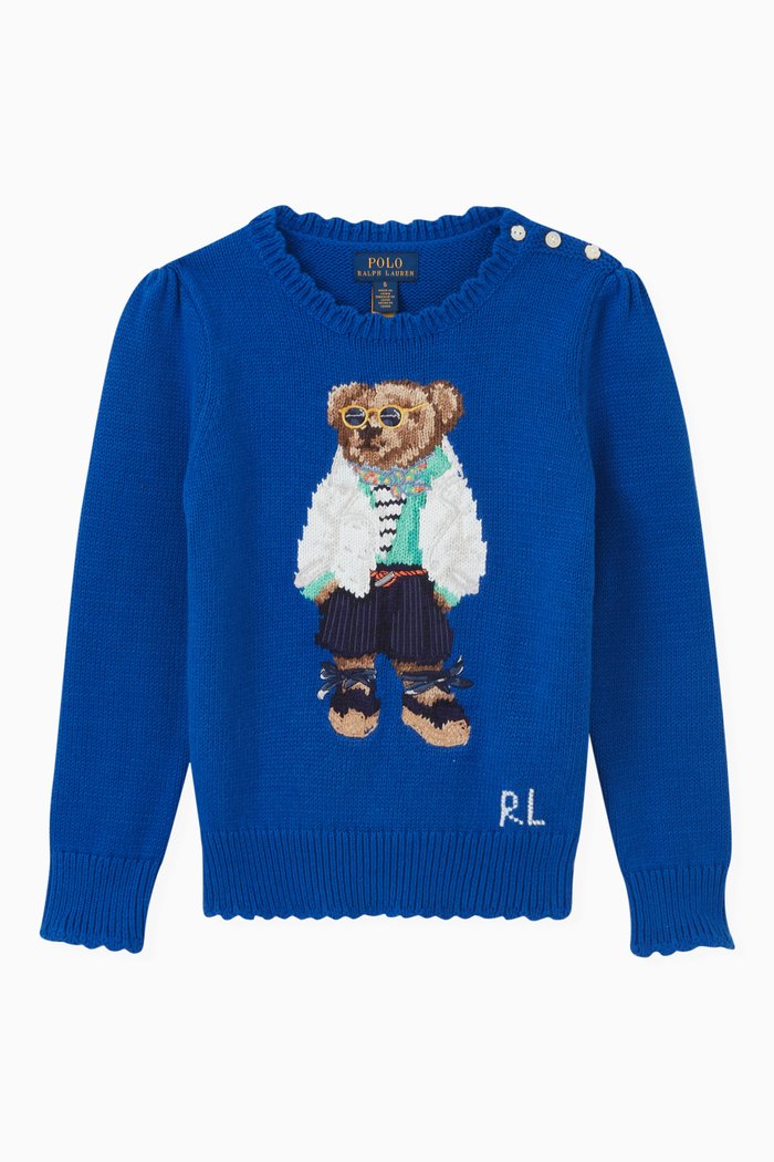 

'Bear' Sweater in Cotton, Blue