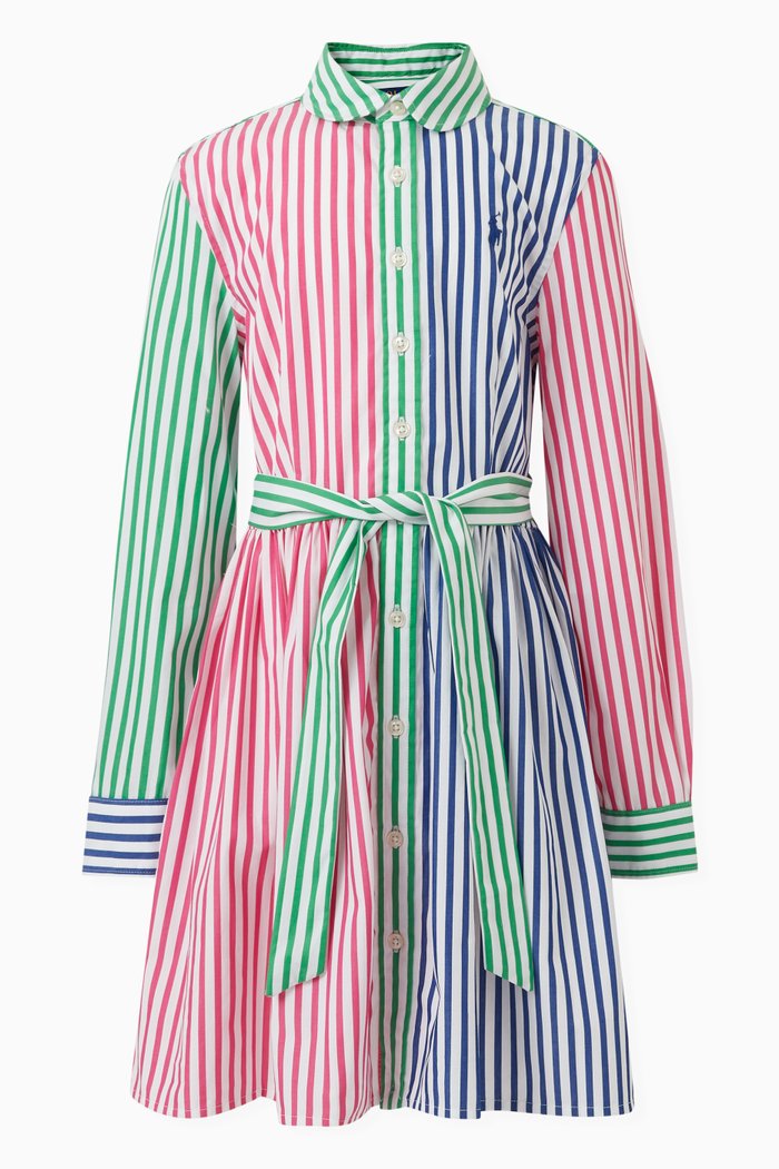 

Logo Striped Shirt Dress in Cotton, Multicolour