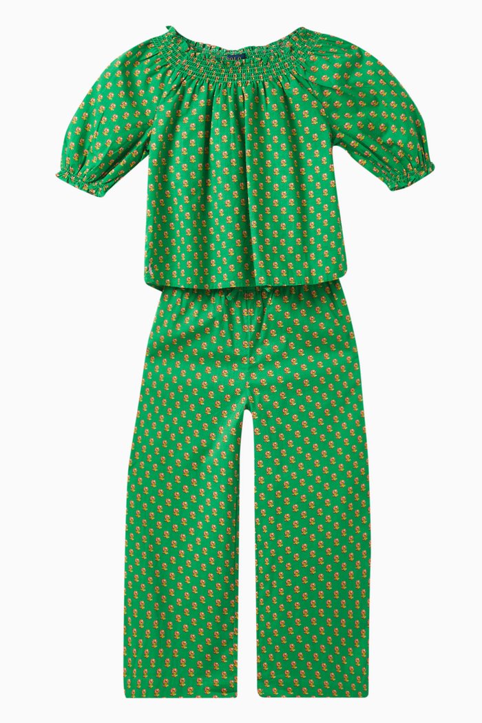 

Printed Pant Set, Green