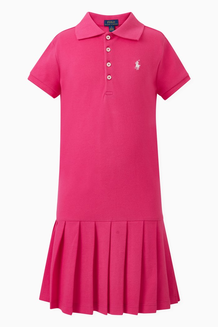 Logo Polo Dress in Cotton, Pink