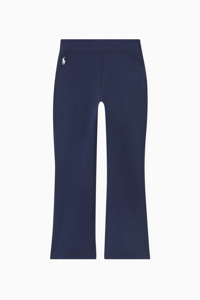 Logo Flared Leggings in Cotton, Blue