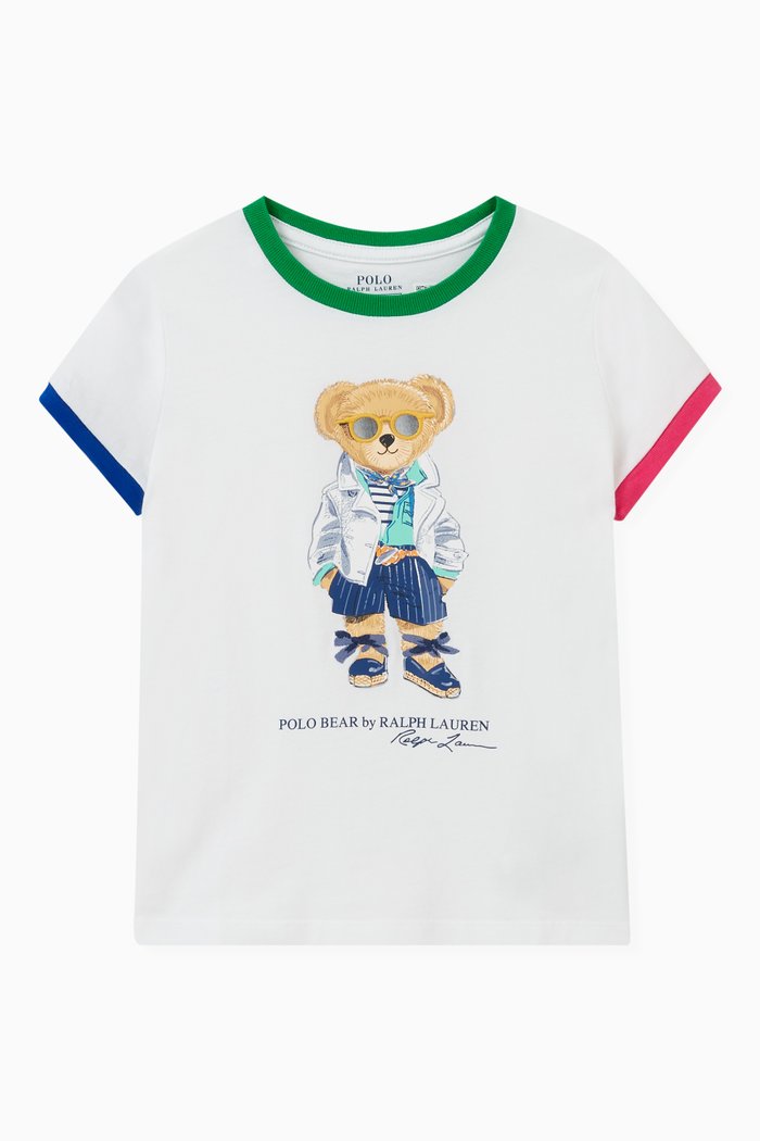 

Bear Print T-Shirt in Cotton, White