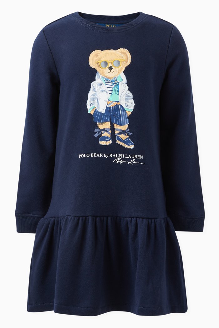 

Bear Print Dress in Cotton-Fleece, Blue