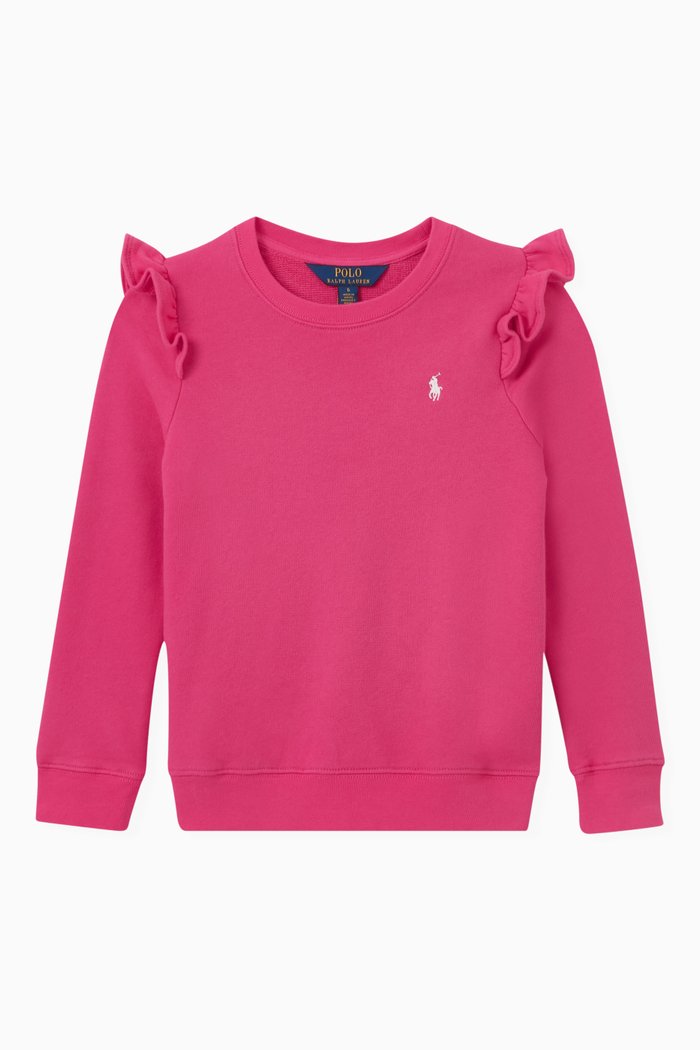 

Ruffled-detailed Sweatshirt in Cotton-blend, Pink