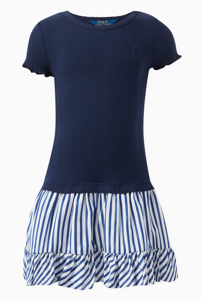 

Striped Skirt Dress in Cotton, Blue