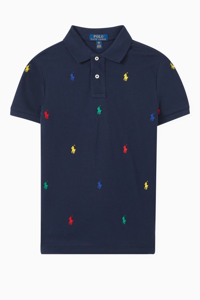 

Embroidered-logo Polo Shirt in Cotton, Blue