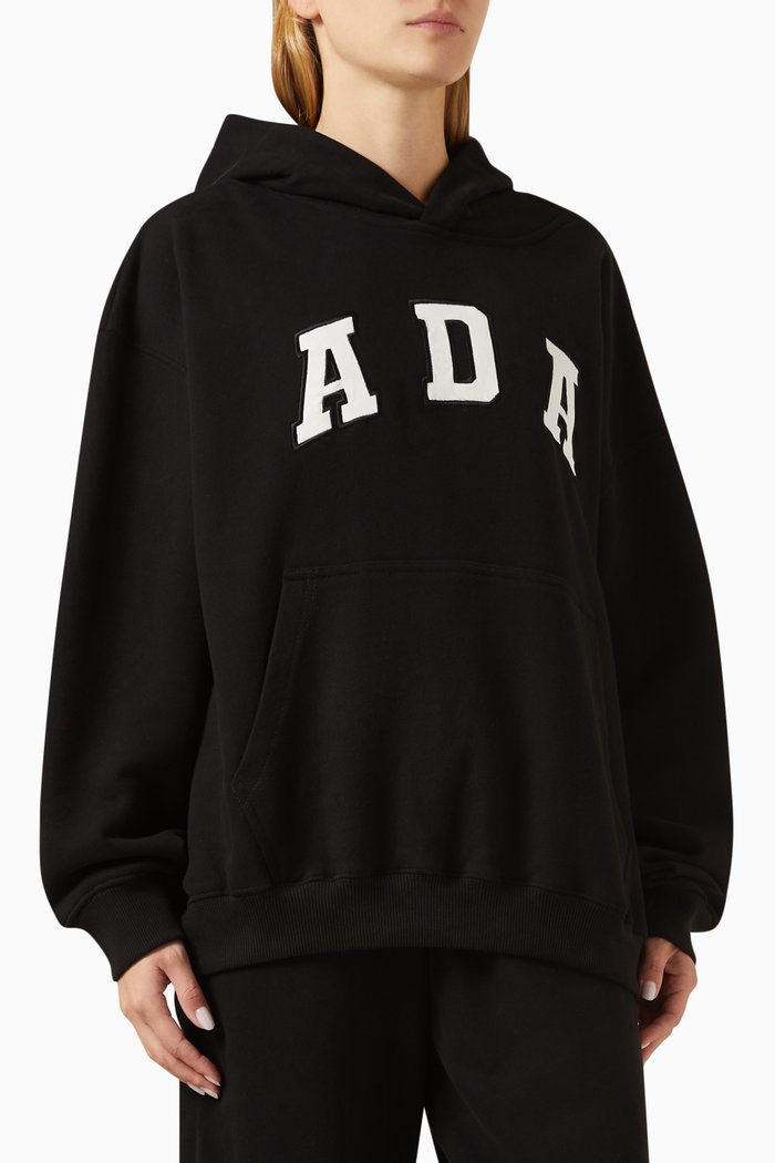 

ADA Logo Oversized Hoodie in Organic Cotton-fleece, Black